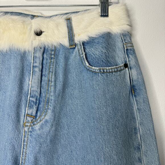 Numero Otto Amelie Fur Straight Leg Jeans Size 44 / US 8 - Picture 4 of 12